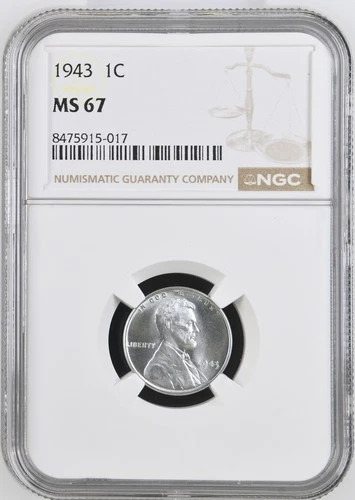 1943 Lincoln Cent Wheat Reverse NGC MS-67
