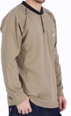 FR Shirts Flame Resistant Shirt 7oz 100% Cotton CAT2 Long Sleeve LARGE XL Khaki