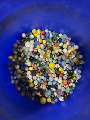 Lot of 300+ (over 3 lbs) of Agate Swirl Marbles Various Colors And Cat eyes