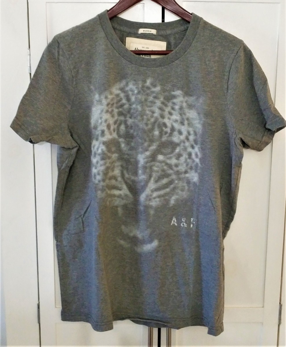 Abercrombie & Fitch Kids Gray w Vintage Faded Look Leopard T