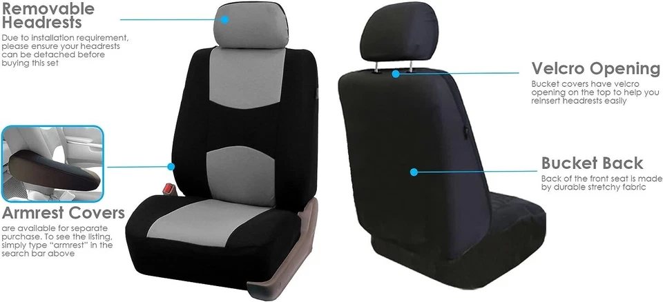 For All Maserati Gray Seat Covers Great Quality Breathable And Cushioned Fit - Image 3 of 4