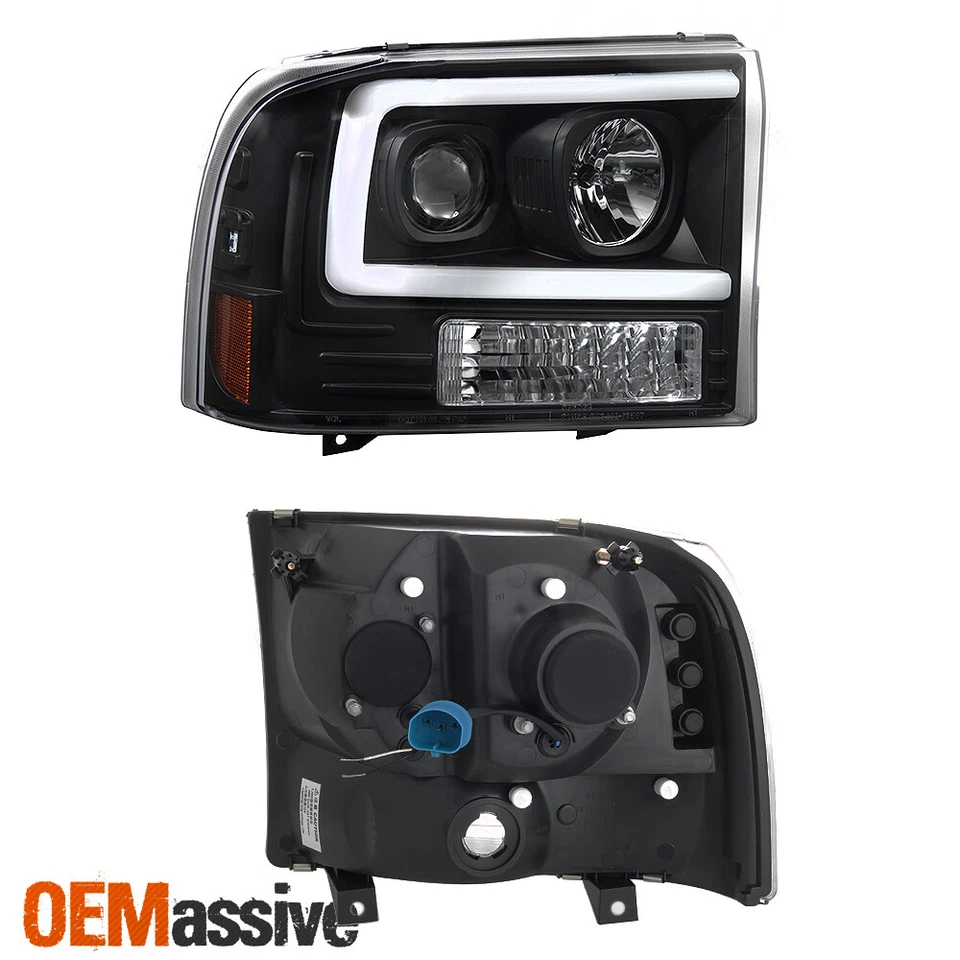 Faros proyectores negros para Ford F250 Super Duty 99-04 / 00-04 Ford Excursion Foto 4 de 4