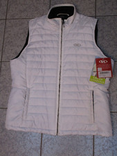 Nwt!! Marker Women’s Quilted Vest Xl White Full Zipper Pockets Black Fleece