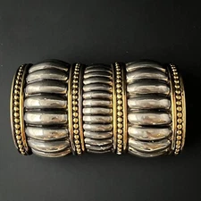 Douglas Paquette Belt Buckle Two Tone Gunmetal Gold Large Ornate 2 Piece Vtg