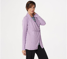 Cuddl Duds Ultra Soft Comfort Drape Front Wrap Cardigan-Lilac Heather-Medium