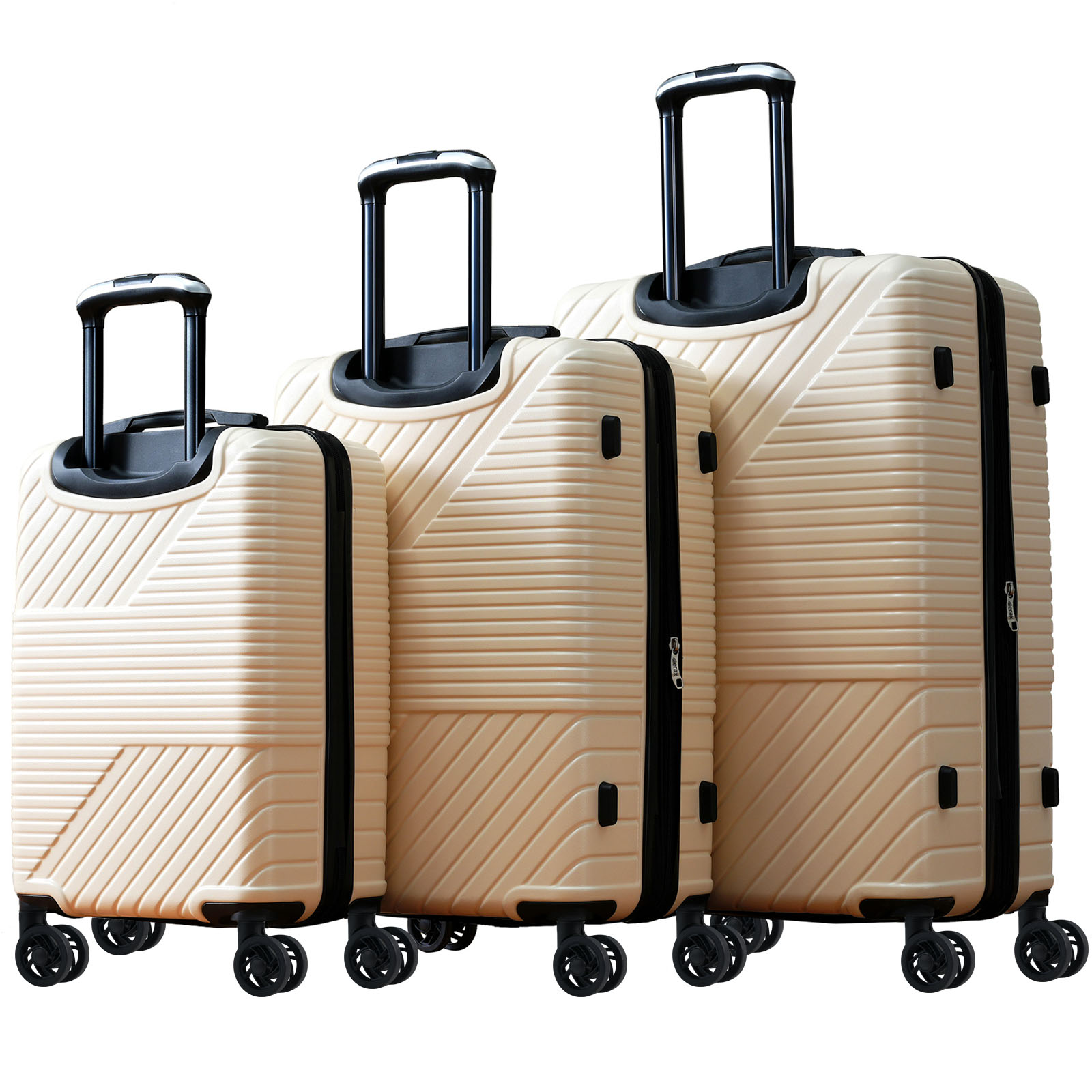 Hardshell Luggage Sets 3Pc Double Spinner 8 Wheels w/ TSA Lock 20''24''28''