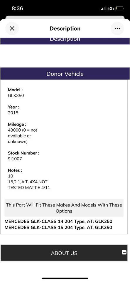 Mercedes 2014-15 transmisión Glk 250 40 k millas tipo 204 Foto 2 de 4