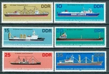 SHIPS MNH Germany DDR 1982 Commercial Fleet, boats, transport trailors