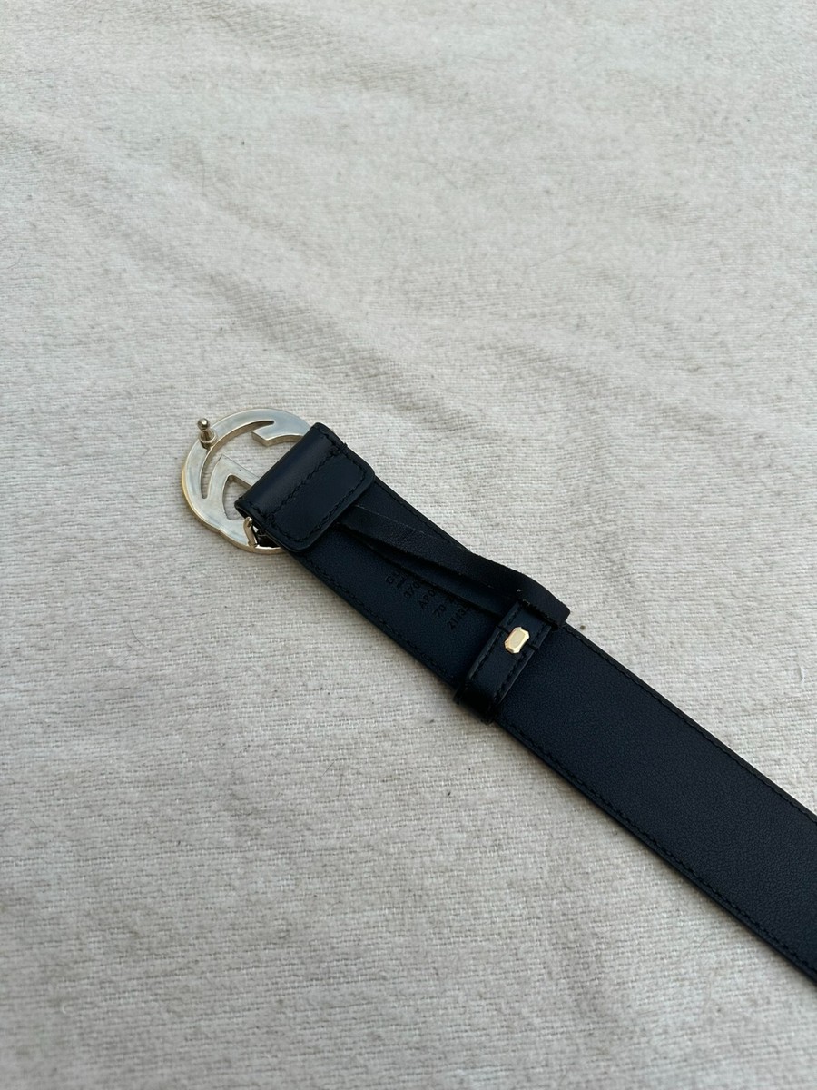 Authentic Gucci Belt Black Leather Interlocking G Buckle  display picture 1