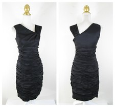 Calvin Klein Womens Solid Black Pleated Formal Cocktail Sheath Dress Size 4