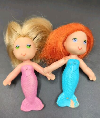 1979 Kenner Sea Wees Sandy Coral Mermaid Doll Lot Of 2 With Hair Cuts Blue Pink