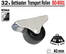 Kastenrolle Tischrolle Möbelrollen 32x Ø 40mm Kunststoff Schw. BS-Rollen Germany