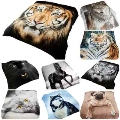 3D Animal Print Effekt Nerz Überwurf Kunstfell Warme Decke Extra Weich Kingsize Bett Sofa