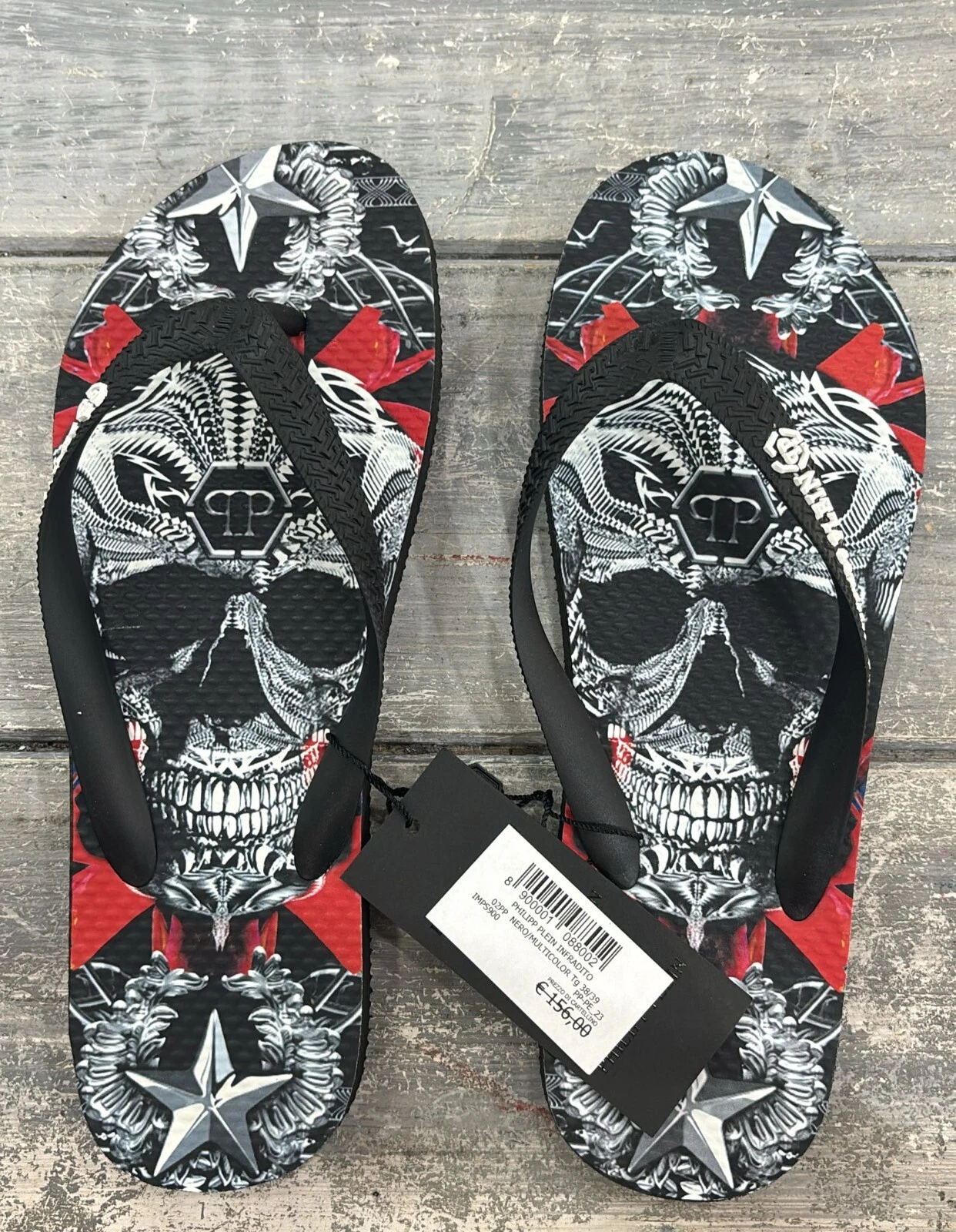 Philipp Plein Flip-Flops Rubber Man Size Eu 38-39 Black PP3