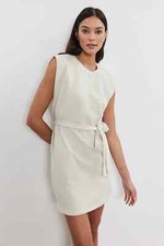 VELVET By Graham  Spencer Adeline French Terry Cotton Dress Putty S 179 H6