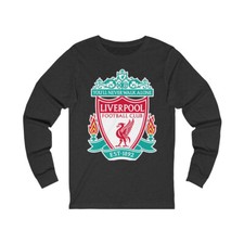 Liverpool Football Club Long Sleeve Tee Shirt Liverpool Badge Front and Back