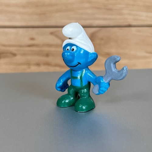 ORIGINAL Mechanic SMURF 1970 8cm SCHLEICH PEYO- Rare Wrench Plumber VGC - Bild 2 von 9