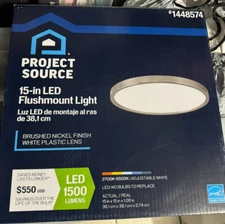 NEW-Project Source Adjustable Color Temp 15-in Nickel Integrated LEDFlush Mount 