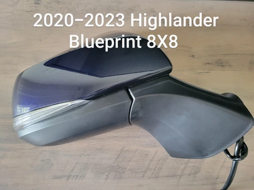 NEW BLUE Mirror fits 2020-24 Toyota Highlander Right Side Passenger LE XLE XSE