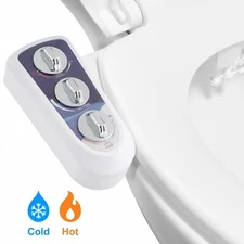Toilet Seat Bidet Attachment Self Cleaning Dual Nozzle Hot and Cold Water Spray