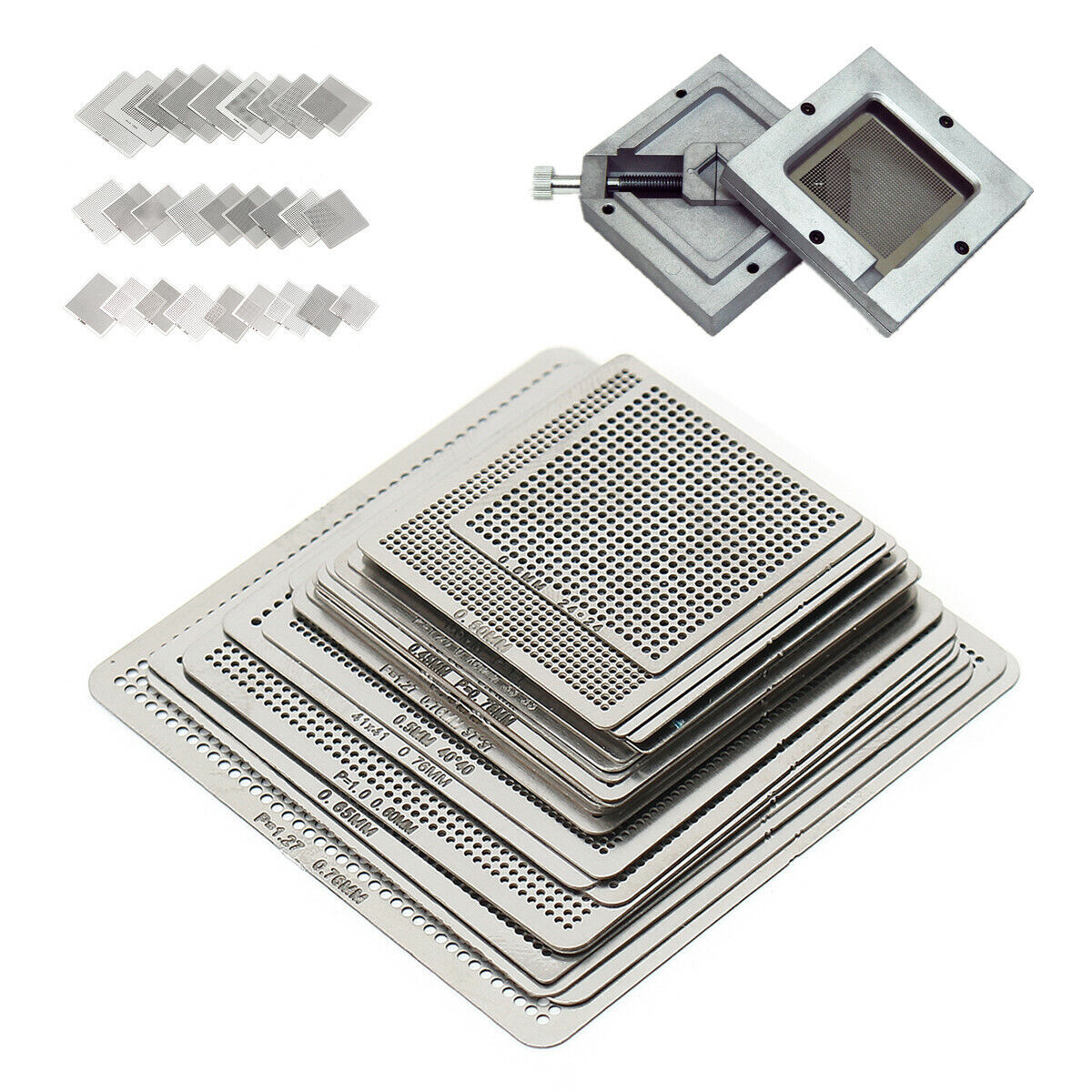 27Pcs/Set For BGA Universal Stencils Reballing Reball Rework Net Heated Temp BST | UK