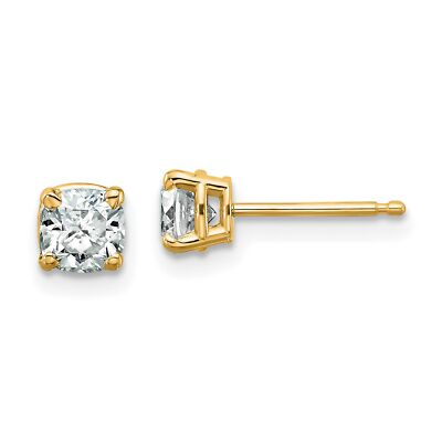 Ohrringe 14 Karat Gelbgold 3/4 kt 4,5 mm Kissen G H I True Light Moissanit