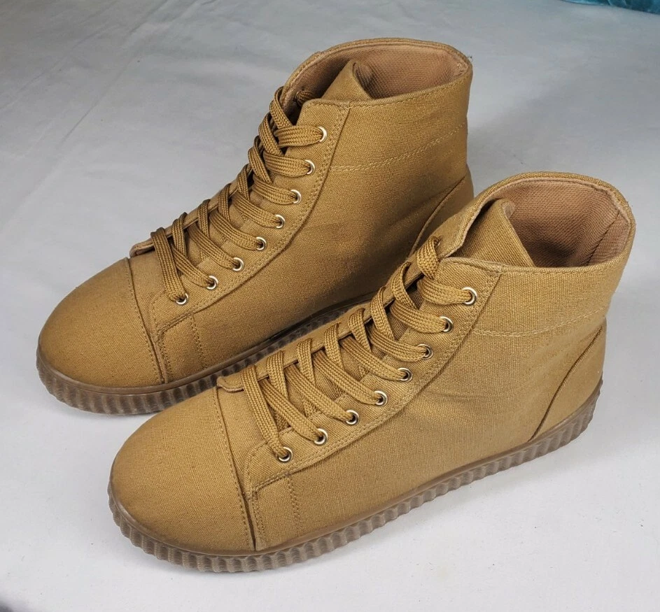 Zapatillas altas de lona Qupid para mujer color miel talla 8 de EE. UU. Foto 2 de 4