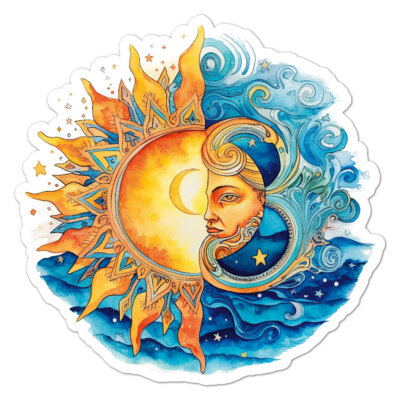 Celestial Sun Moon, Vinyl Decal Sticker, Indoor Outdoor, 3 Sizes ...