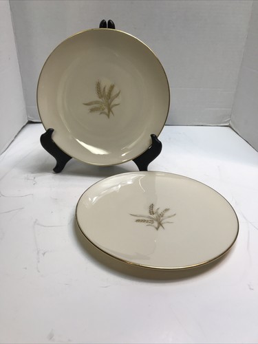 Lenox Wheat Salad Dessert Plates Gold Trim 7 3/4 Inch Set of 2 - Picture 7 of 11