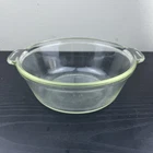 Vintage Pyrex 022 1 Qt Casserole Dish Yellow Tint Rim Clear Glass