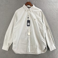 Ralph Lauren Shirt Men XL Button Up Classic Fit Long Sleeve Striped Grey NEW