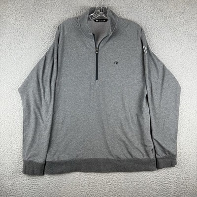 Travis Mathew Pullover Mens XL Gray Havasu Quarter 1/4 Zip Long Performance Golf