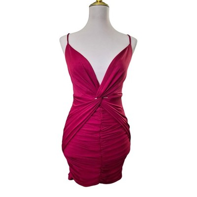WHO I AM Ruched Red Mini Dress Spaghetti Strap Bodycon NWT Size 8