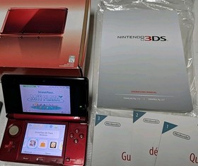 Nintendo 3DS Flame Red Console System Complete in Box w/ Games