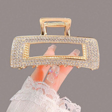 2 Pcs Rhinestone Hair Claw for Women, Gorgeous Rectangle Metal Hair Clips Access