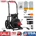 100' x 1/2" Drain Cleaner Electric Sewer Snake Cleaning Machine Auto-feed Auger