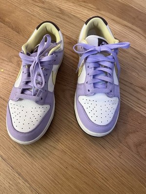 Nike Trainers Womens US 7.5 Lilac Bloom Dunk Low White Leather Suede FB7910-500