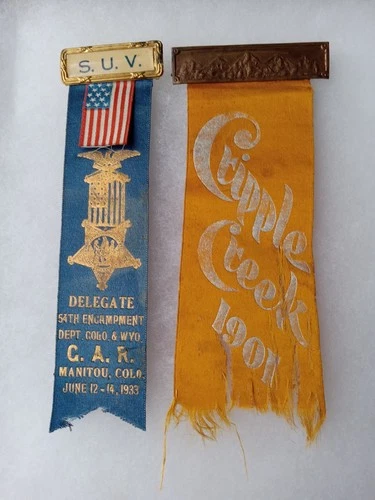 COLORADO GAR CIVIL WAR GRAND ARMY REPUBLIC MANITOU CRIPPLE CREEK REUNION RIBBONS