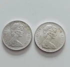 Lot of 2 - 1966 Canada Silver Dollars - 80% Silver - Voyageur Canoe - Circulated