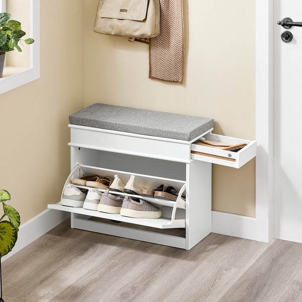 Sobuy Schuhbank Mit Sitzkissen Stauraum Schuhschrank Schuhregal Schmalfsr82-K-Wg-image