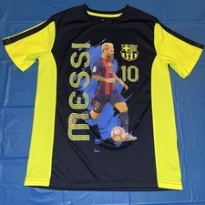 FCB Lionel Messi 10 Youth Boys Large Yellow  Blue Dry Fit Shirt