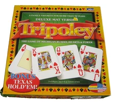 Tripoley Deluxe Felt Mat Version Cadaco Texas Hold em Chips and Cards Complete