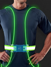 Olook LED Running Vest Reflective Safety Gear High Visibility Vest, Green, M