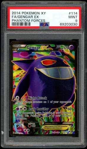 POKEMON GENGAR EX 2014 XY PHANTOM FORCES #114 FA PSA 9 *Crack on Slab*