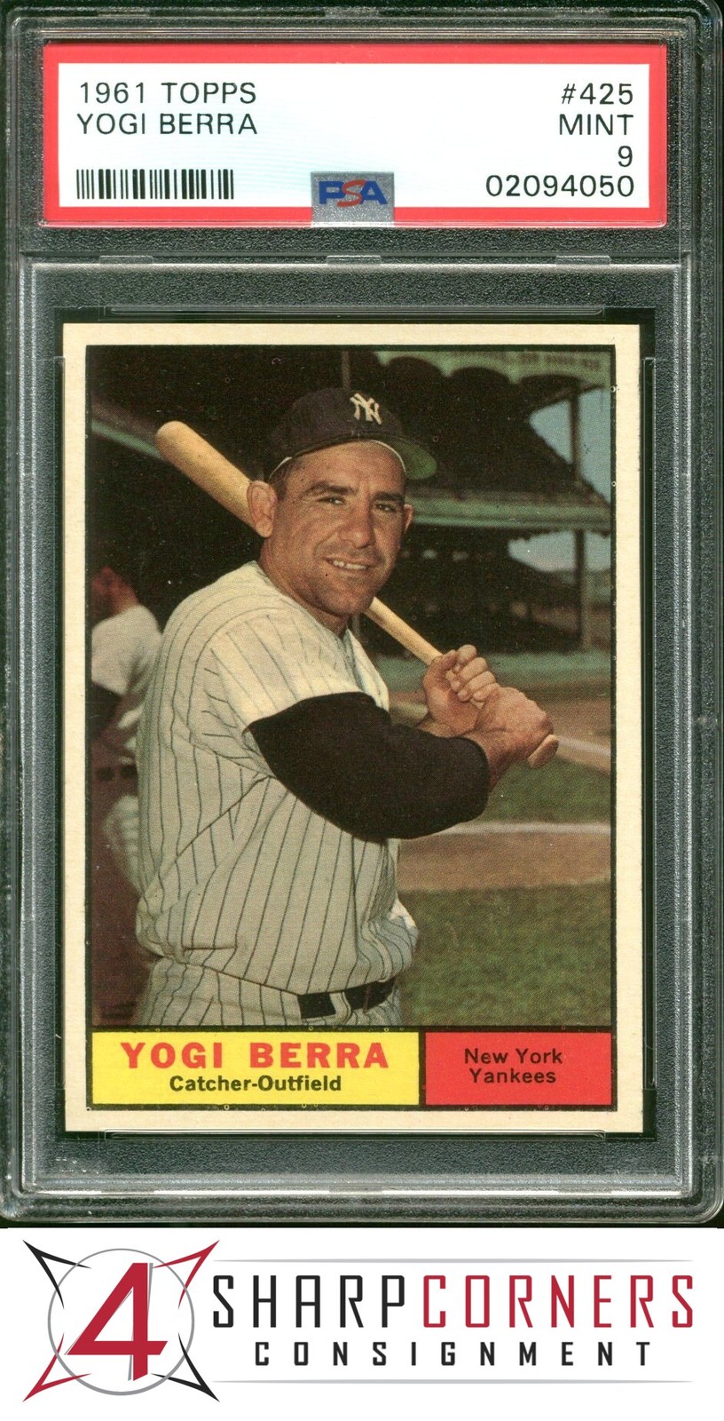 1961 TOPPS #425 YOGI BERRA YANKEES HOF PSA 9