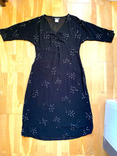 Vintage 90s GHOST black SEMI SHEER berries embroidered SLIP tea DRESS lurex S