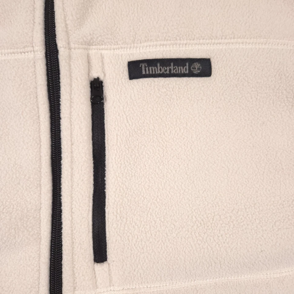 Chaleco Timberland Para Hombres XL Crema Polar Cremallera Completa Bolsillo en el Pecho Logo Exterior Cálido Foto 4 de 4