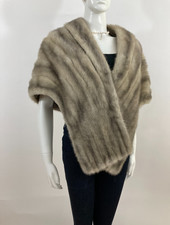 Beautiful  Soft Classic Silver Gray Mink Fur Stole Wrap Shawl - Vintage Fur