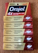 ORAJEL 4X TOOTHACHE AND GUM CREAM 0.33 oz. LOT OF 5, exp 9/2027