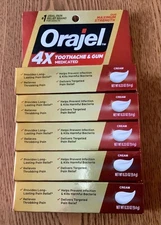 ORAJEL 4X TOOTHACHE AND GUM CREAM 0.33 oz. LOT OF 5, exp 9/2027